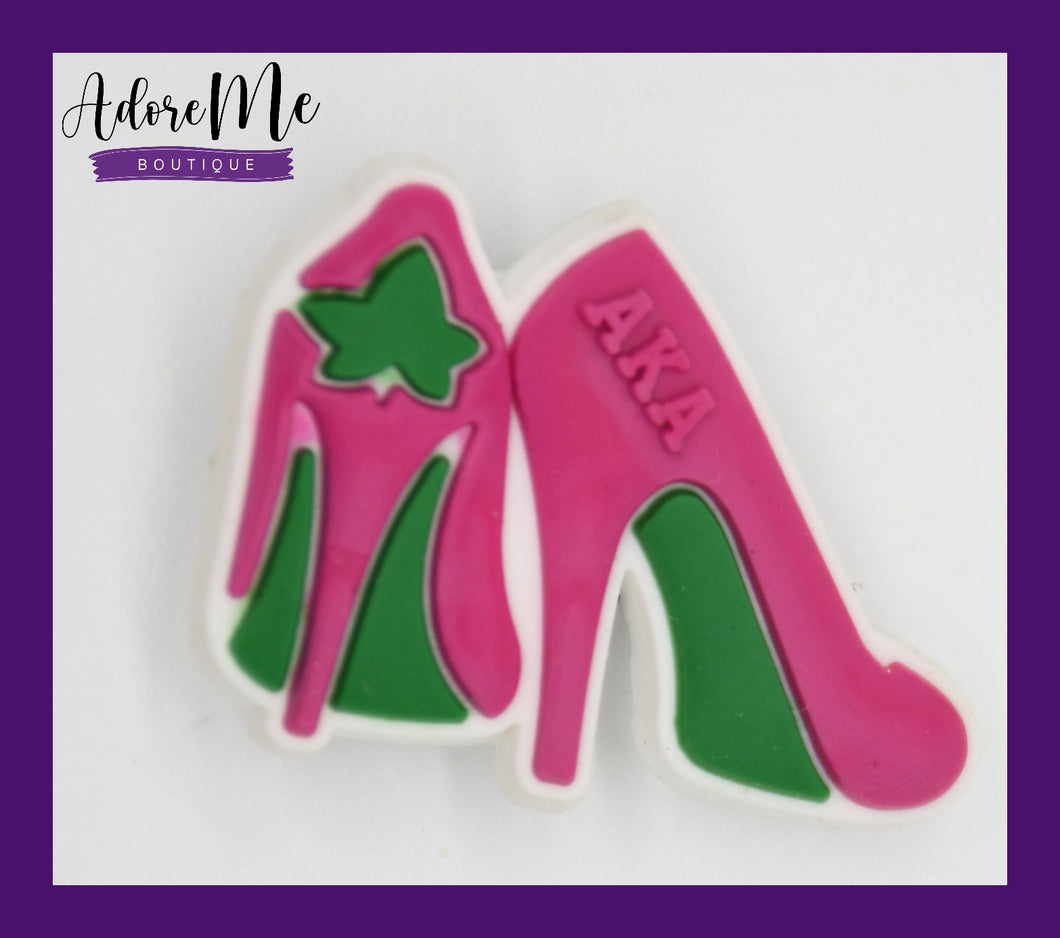 AKA Sorority Pretty Girls Pink & Green Croc Shoe Charms Collection