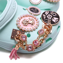 Load image into Gallery viewer, Croc Jibitz Rhinestone with Gold Sine Stone Chain Croc Shoe Charms

