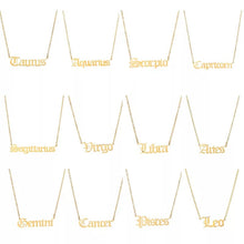 Load image into Gallery viewer, 18K Gold Plated Old English Horoscope Necklace
