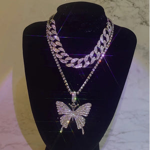 Cuban Bling Butterfly Necklace