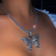 Load image into Gallery viewer, Iced Out Bling Rhinestone Butterfly Pendant Necklace Chain
